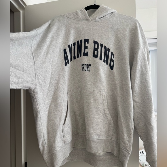 Anine Bing Tops - Anine Bing Light Gray Cotton Hooded Sweatshirt